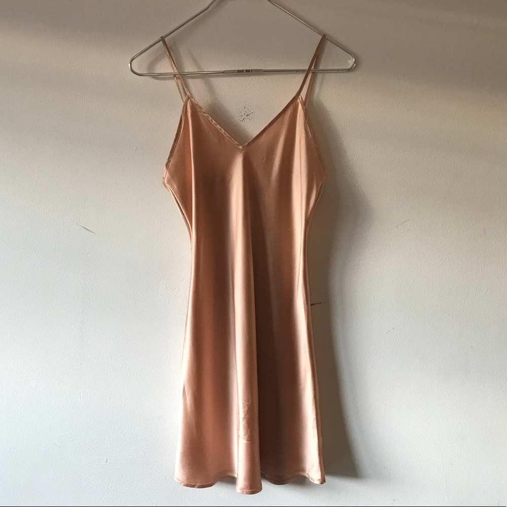 Beige silk slip dress